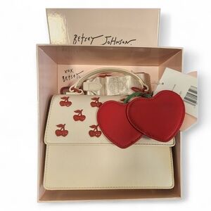 NWT Betsey Johnson Cream and Red Cherry Handbag